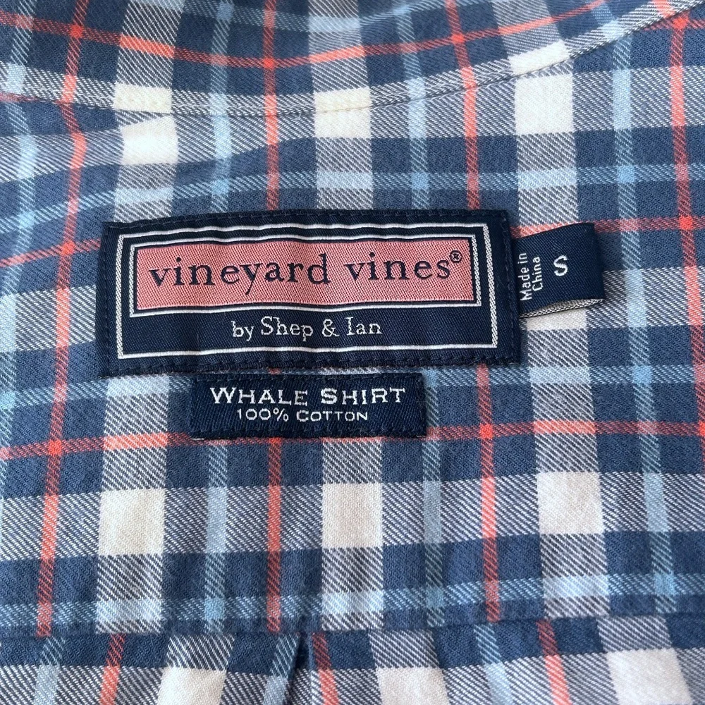 Vineyard Vines by Shep & Ian Whale Shirt Cotton Button Front Plaid Monogrammed - Picture 10 of 14